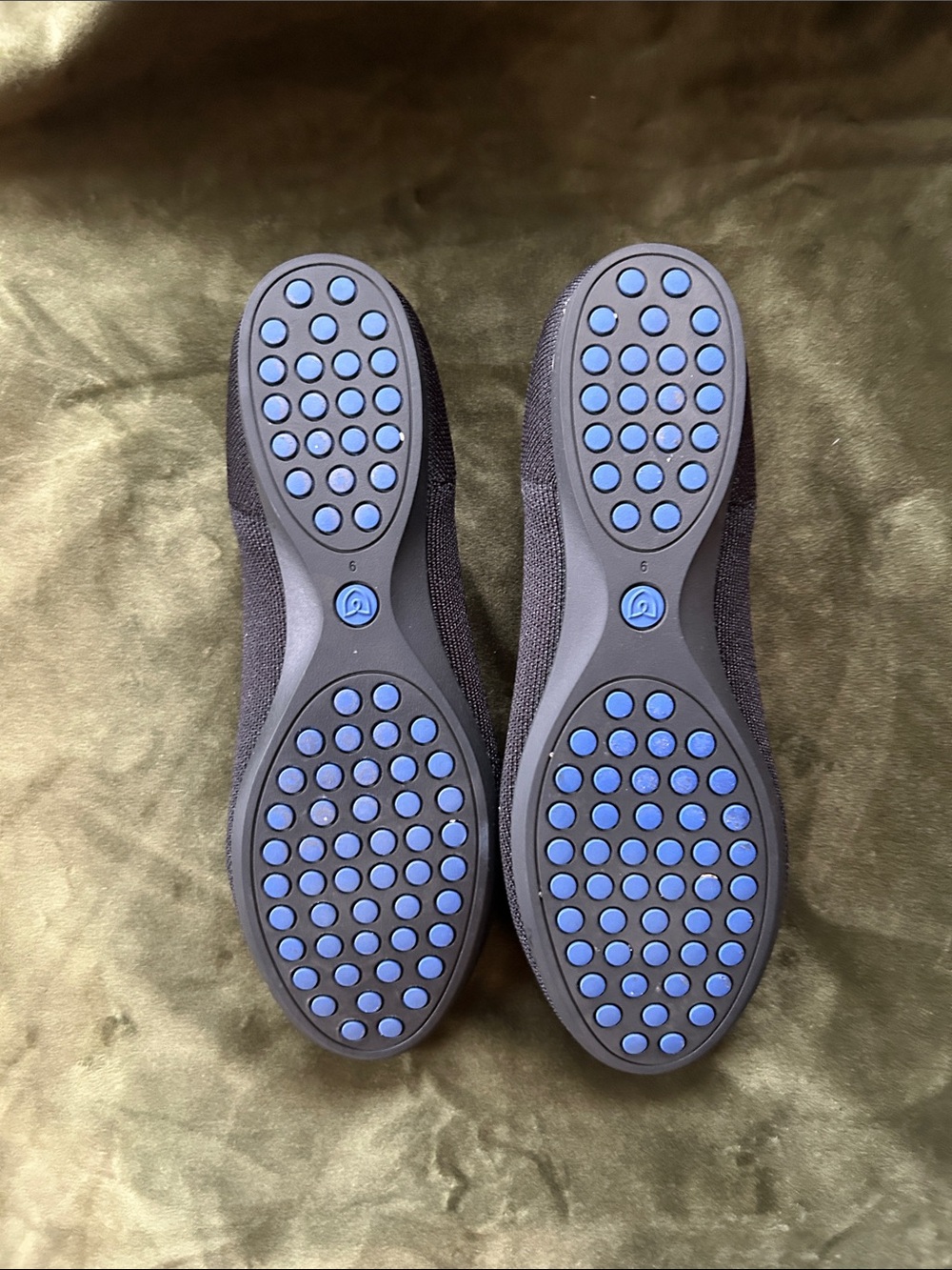 Rothy's black Knit V‑Neck Flats with Blue Trim - Picture 2 of 5